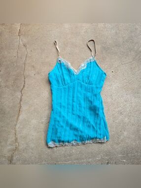 Vtg Y2K No Boundaries Lace Babydoll Cami Tank Top Sequin Fairy Mermaid ✨️ S